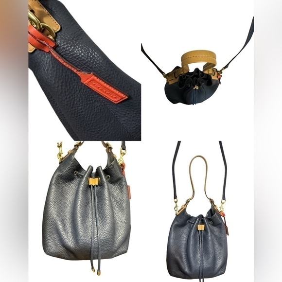 COACH Legacy Drawstring Handbag in Soft Pebbled Leather Midnight/Brass # 25306 - Picture 4 of 16